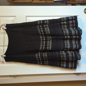 Boho black skirt with silver gray details